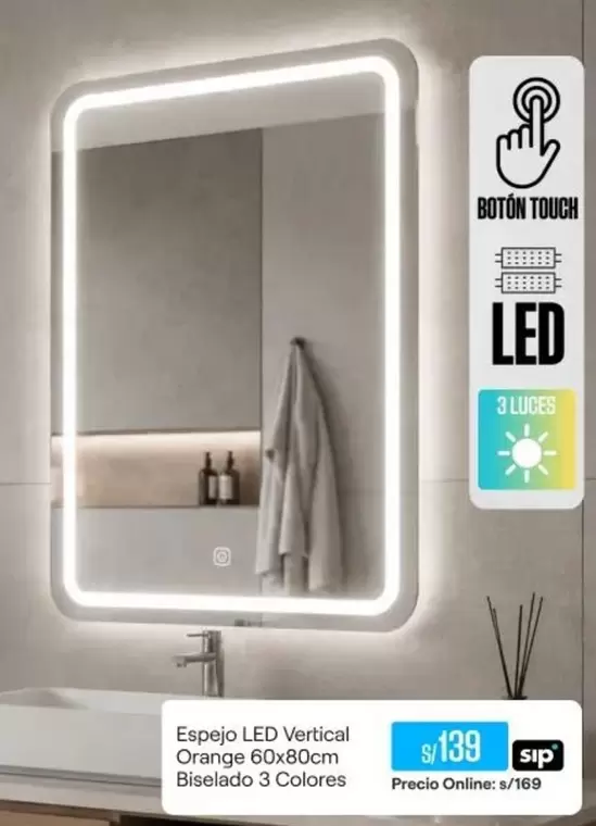 Orange - Espejo LED Vertical