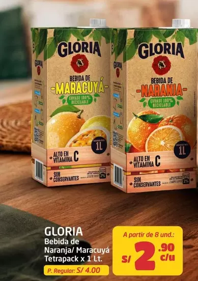 Gloria - Bebida de Naranja/Maracuyá Tetrapack