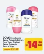 Dove - Desodorante Dermo Aclarante Roll on / Clear Tone/ Original
