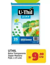 U-Thil - Bolsa Transparente Zipper Mediana