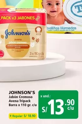 Johnson's - Jabón Cremoso Avena Tripack Barra
