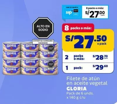 Gloria - Filete de atún en aceite vegetal