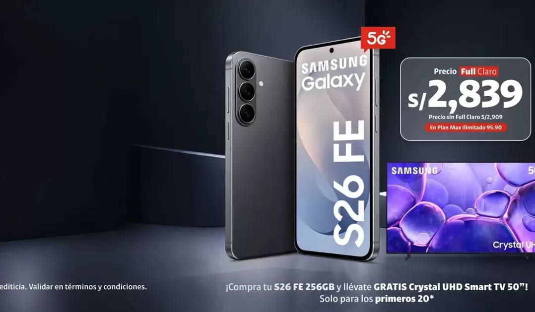 Samsung - S26 FE 256GB y GRATIS Crystal UHD Smart TV 50"