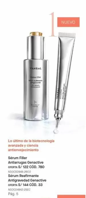 Yanbal - Sérum Filler Antiarrugas Genactive / Sérum Reafirmante Antigravedad Genactive