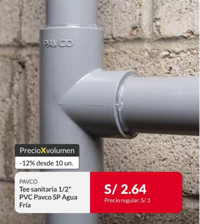 Tee sanitaria 1/2" PVC SP Agua Fría