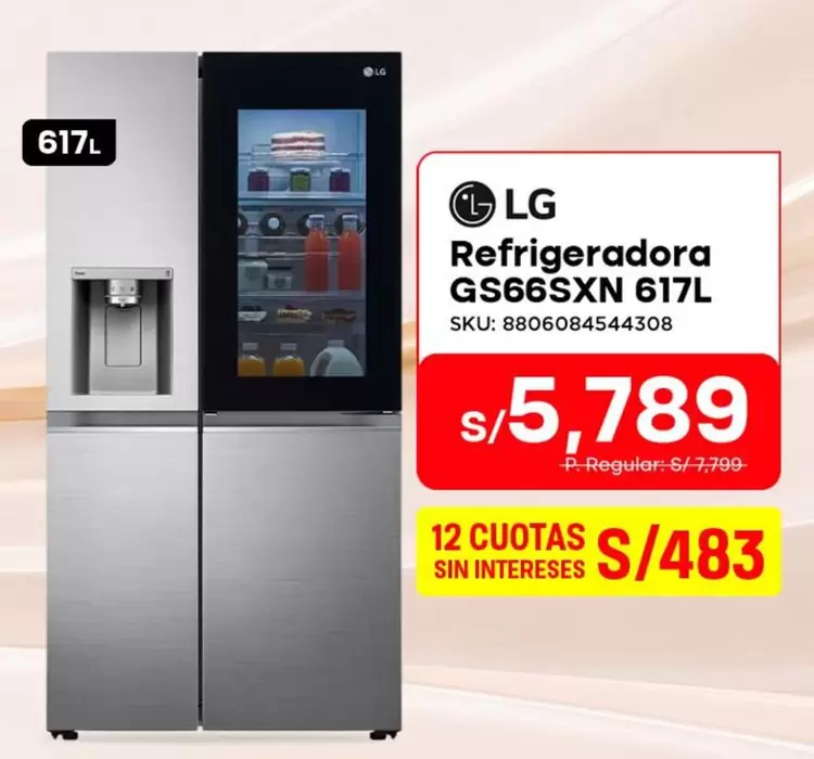 Lg - Refrigeradora GS66SXN 617L