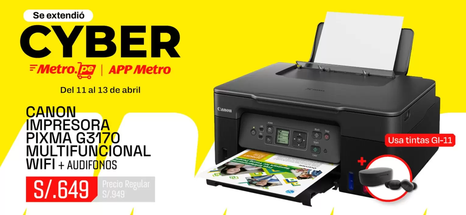 Canon - IMPRESORA PIXMA G3170 MULTIFUNCIONAL WIFI + AUDIFONOS