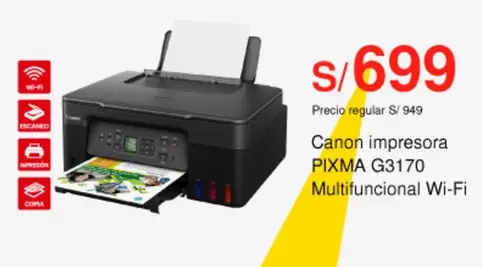 Canon - impresora PIXMA G3170 Multifuncional Wi-Fi