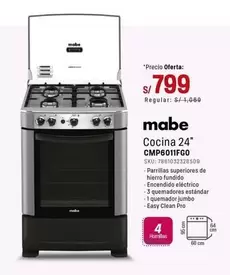 Mabe - Cocina 24" CMP6011FGO