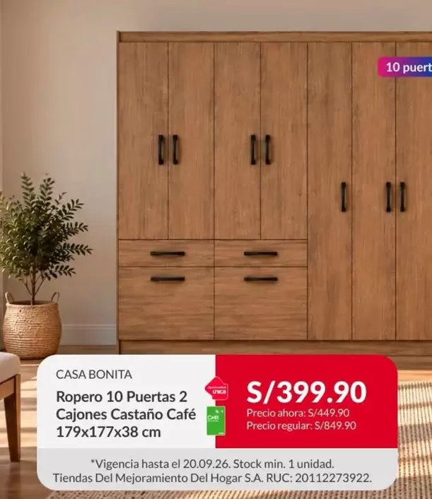Ropero 10 Puertas 2 Cajones