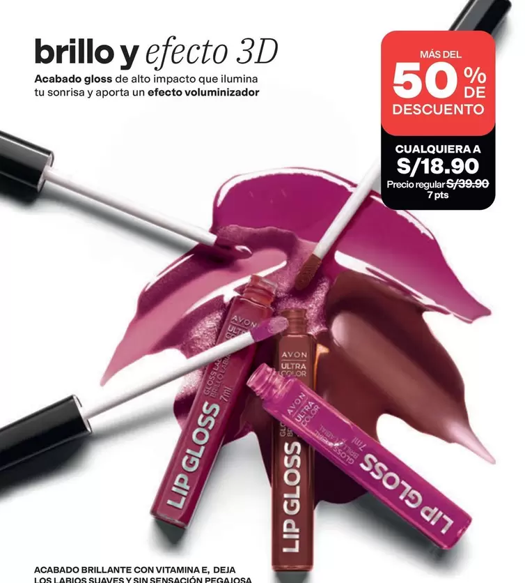 Avon - Acabado gloss de alto impacto que ilumina tu sonrisa y aporta un efecto voluminizador
