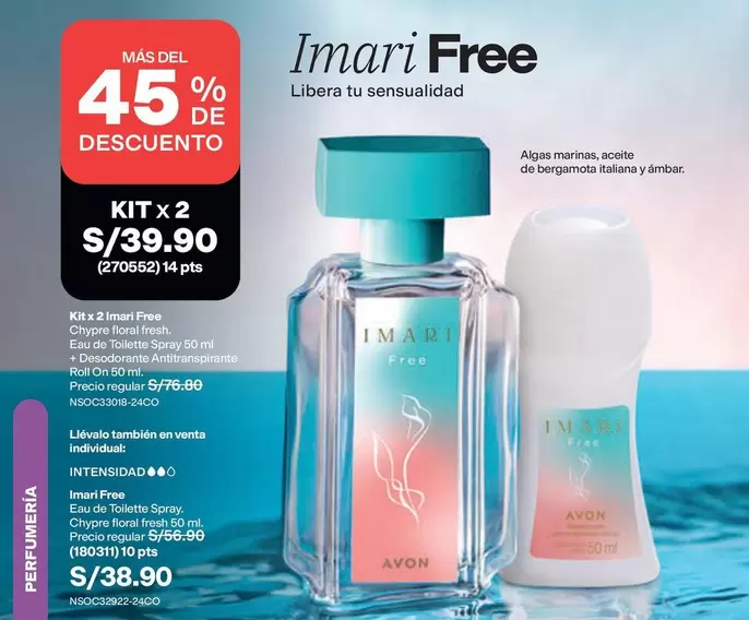 Avon - Imari Free Eau de Toilette Spray 50ml + Roll-On 50ml
