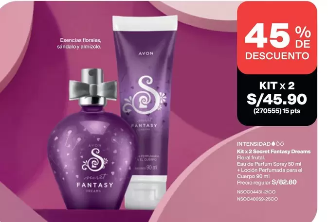 Avon - KIT x 2 Secret Fantasy Dreams Eau de Parfum Spray