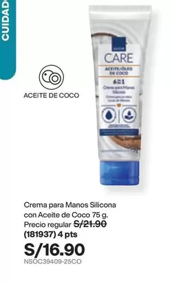 PTS - Crema para Manos Silicona con Aceite de Coco 75 g. (181937)