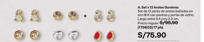 Oro - Set x 13 Aretes Gardenia