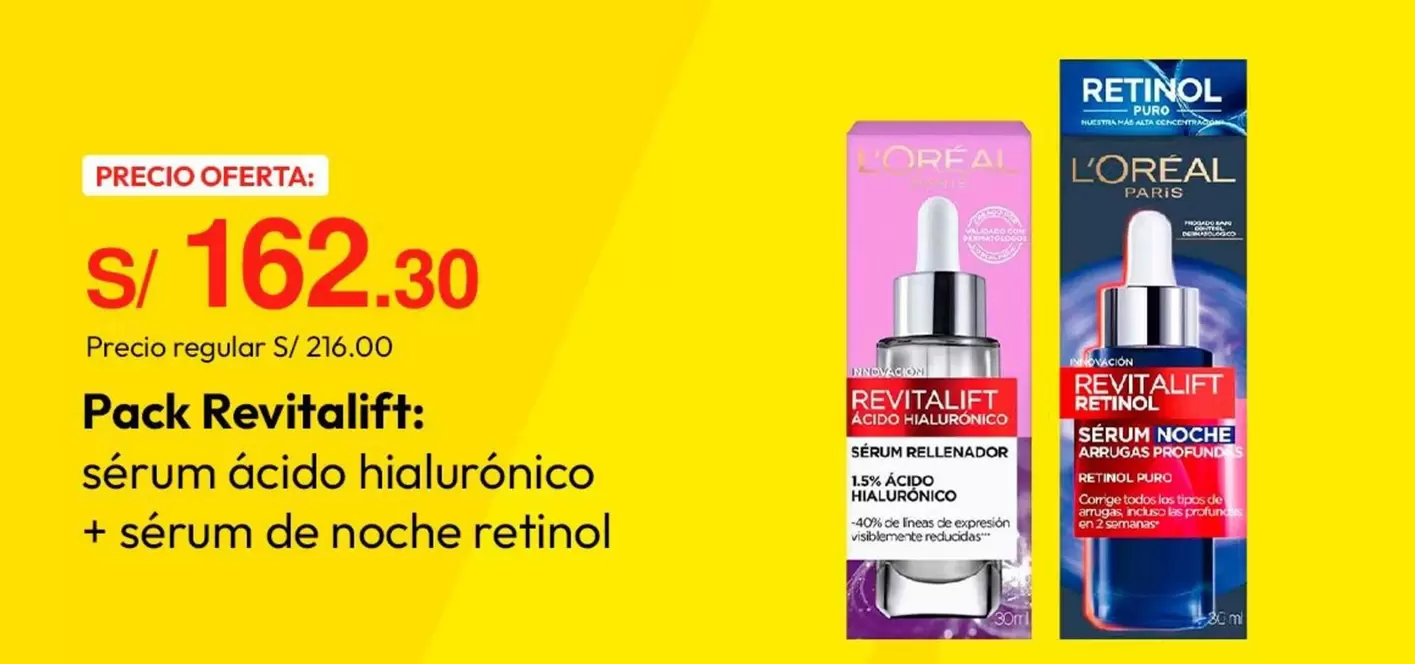 Pack Revitalift: sérum ácido hialurónico + sérum de noche retinol