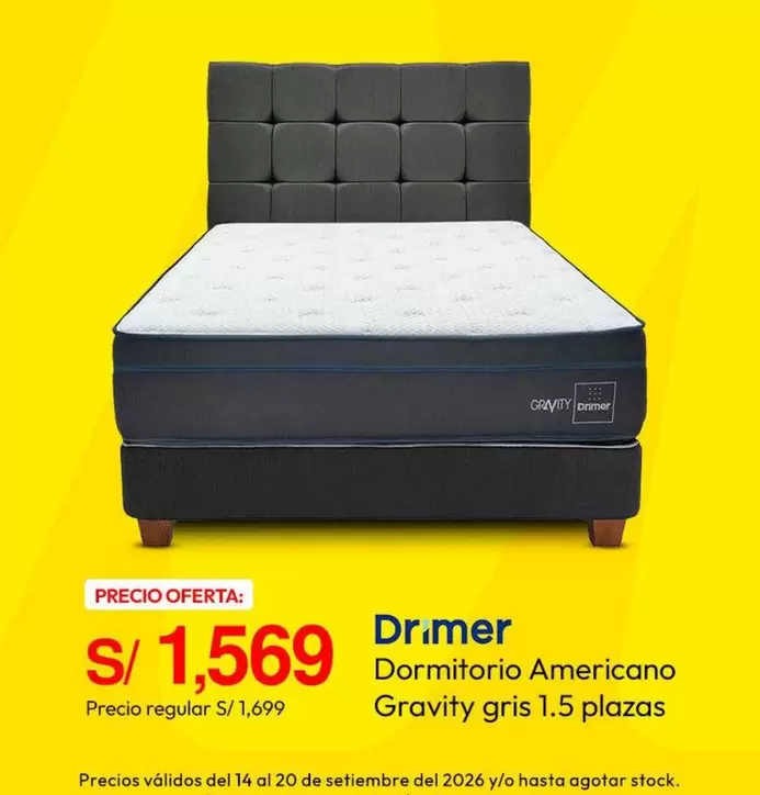 Drimer - Dormitorio Americano Gravity gris 1.5 plazas