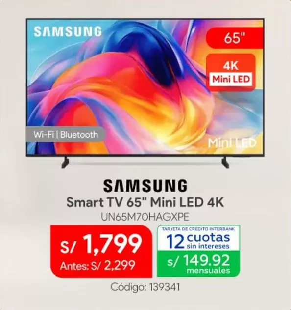 Samsung - Smart TV 65" MINI LED 4K UN65M70HAGXPE
