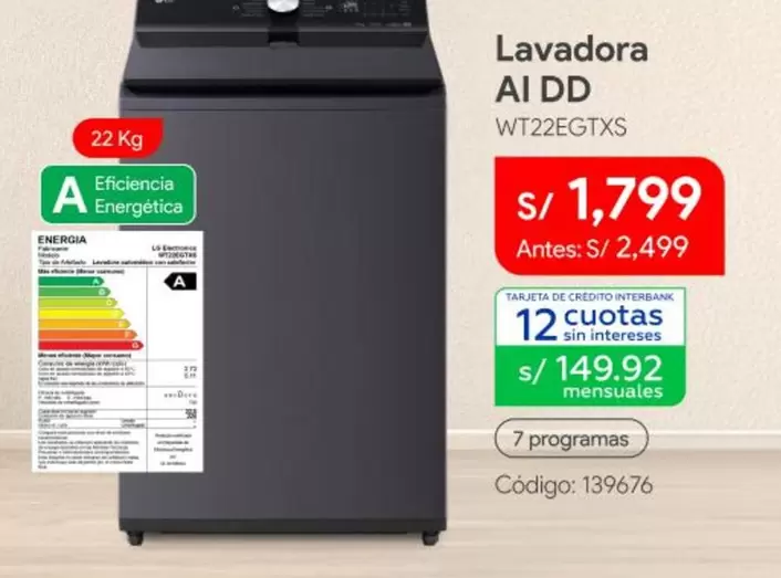 Lavadora AI DD WT22EGTXS