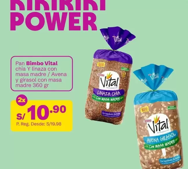 Bimbo - Pan Vital Linaza Chia con masa madre / Avena y girasol con masa madre