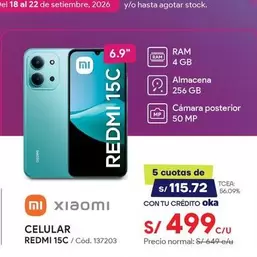 Xiaomi - CELULAR REDMI 15C / Cód. 137203