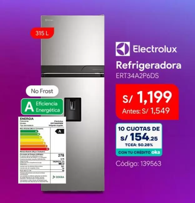Electrolux - Refrigeradora ERT34A2P6DS