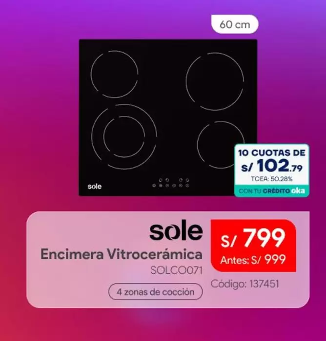 Sole - Encimera Vitrocerámica SOLCO071
