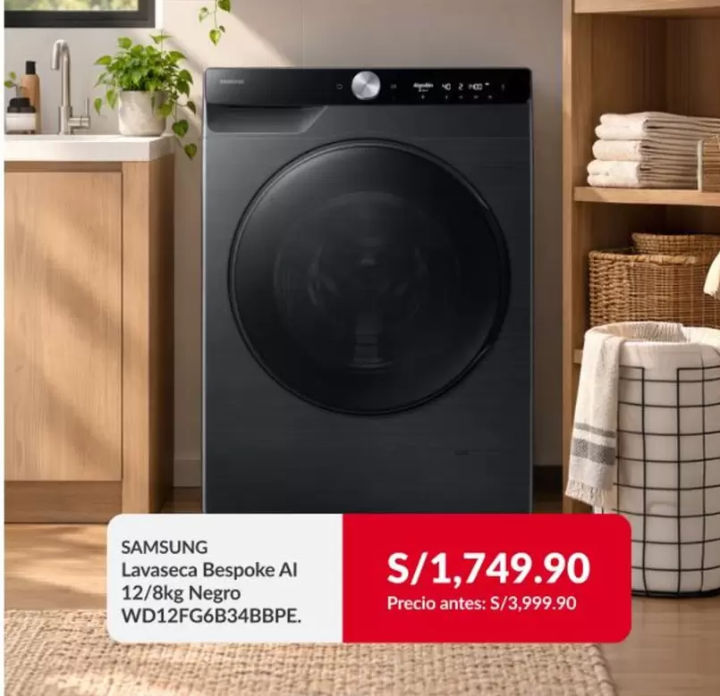 Samsung - Lavaseca Bespoke AI 12/8kg Negro WD12FG6B34BBPE