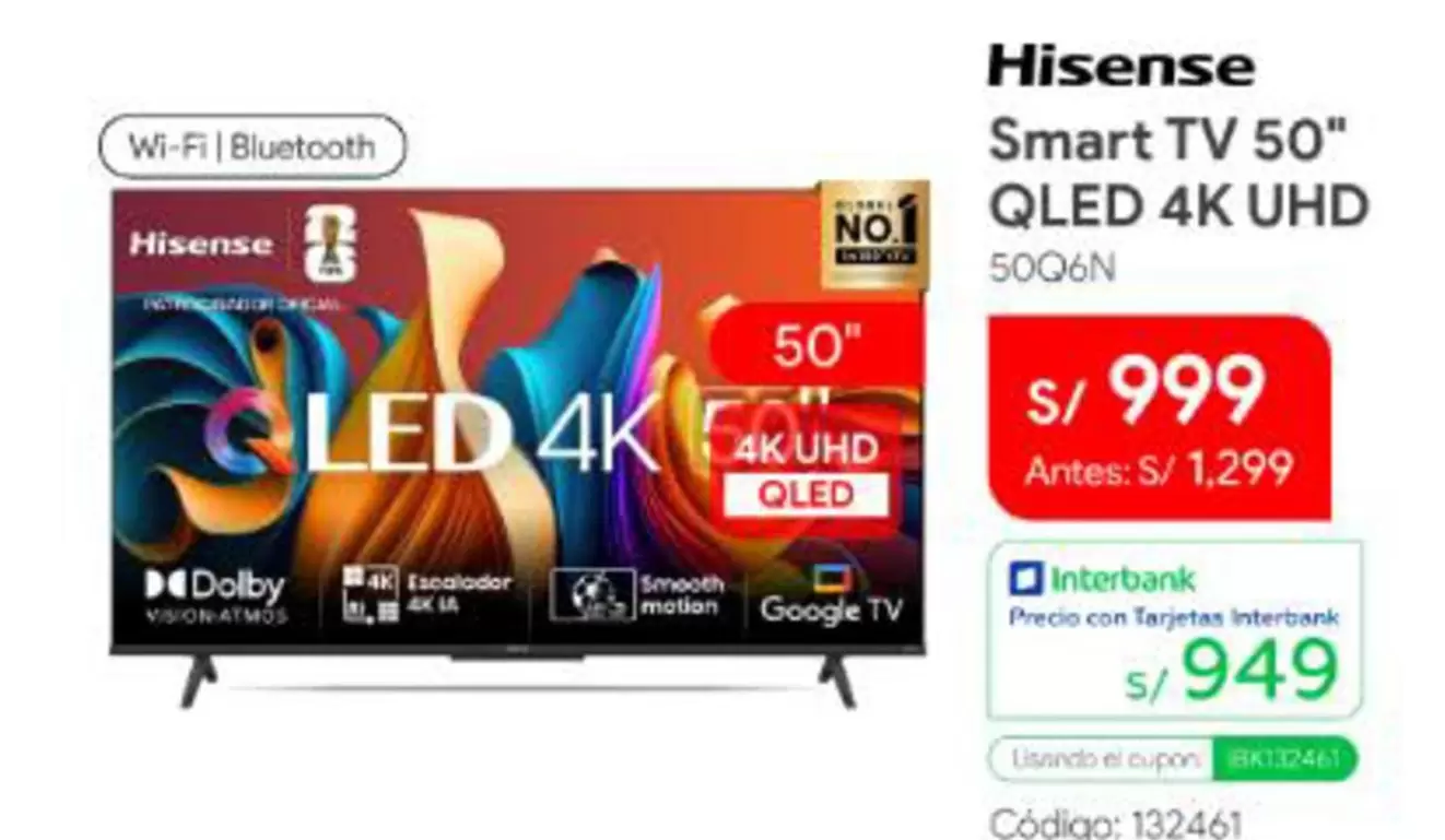 Hisense - Smart TV 50" QLED 4K UHD 50Q60N