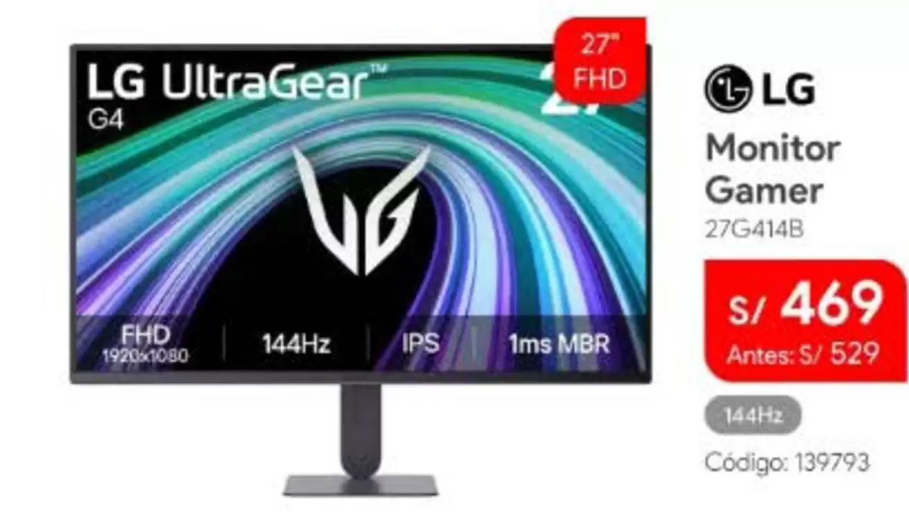 Lg - Monitor Gamer 27" FHD 144Hz IPS 1ms MBR 27G414B