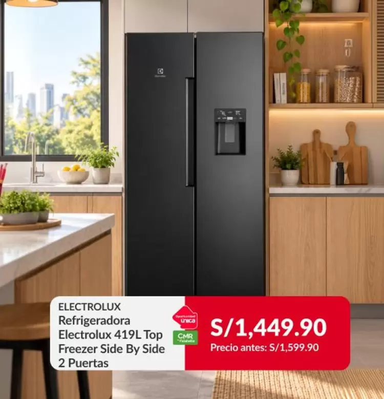 Electrolux - Refrigeradora  419L Top Freezer Side By Side 2 Puertas