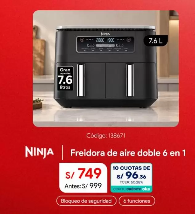 Freidora de aire doble 6 en 1