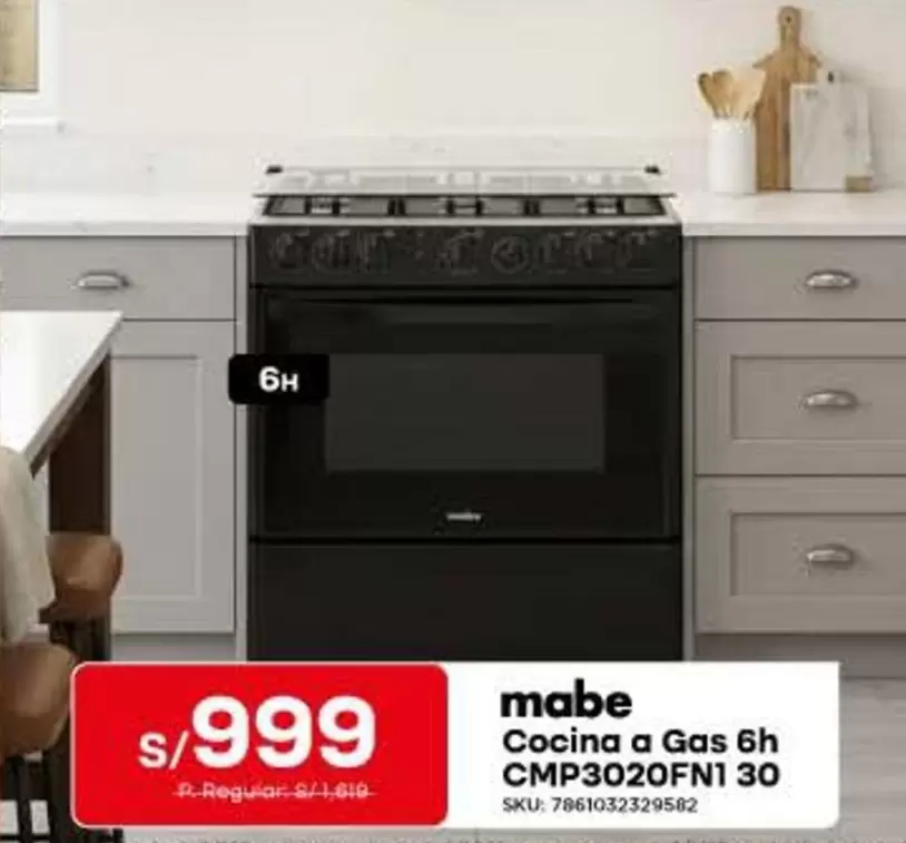 Mabe - Cocina a Gas 6h CMP3020FN1 30