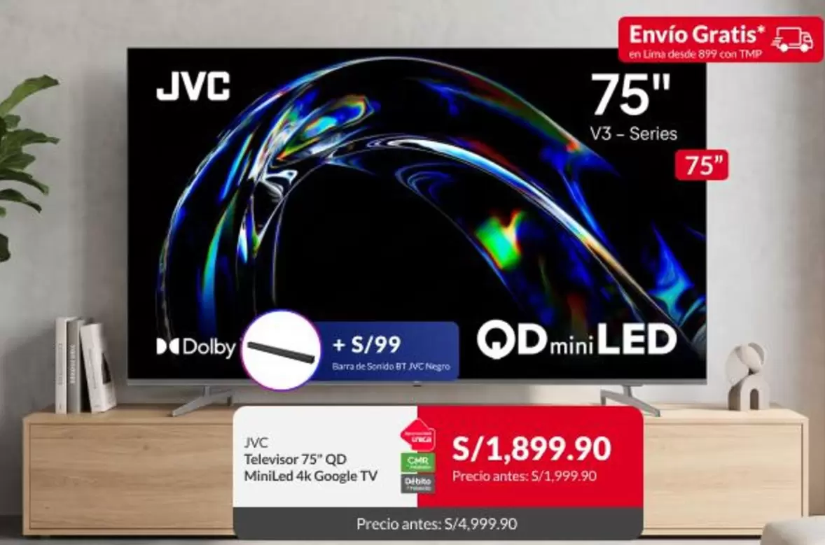 JVC - Televisor 75" QD miniLED 4K Google TV