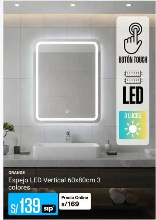 Orange - Espejo LED Vertical
