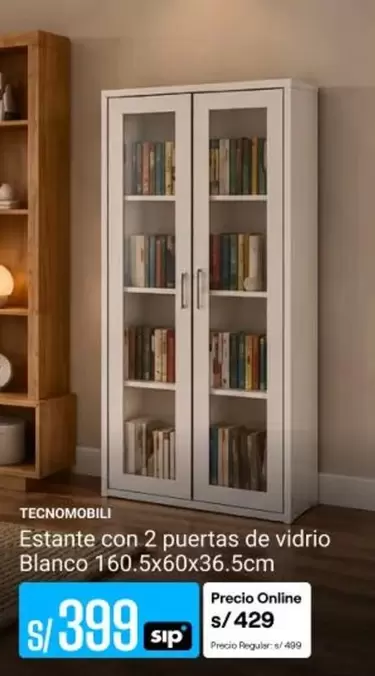 Estante con 2 puertas de vidrio