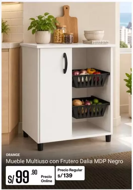 Orange - Mueble Multiuso con Frutero Dalia MDP Negro