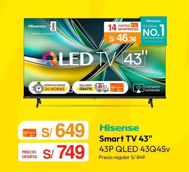 Hisense - Smart TV 43" 43P QLED 43Q4S