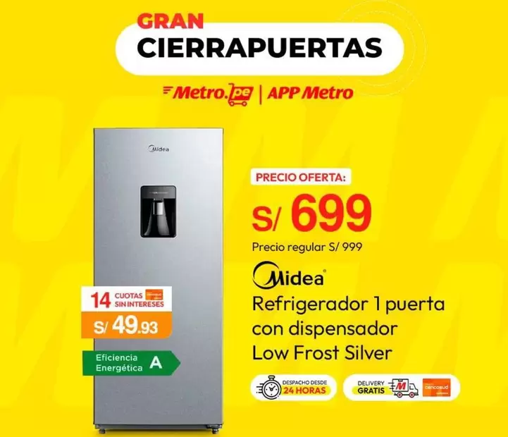 Metro - Refrigerador 1 puerta con dispensador Low Frost Silver