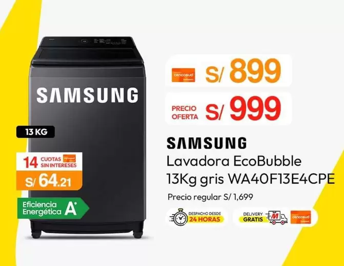 Samsung - Lavadora EcoBubble 13Kg gris WA40F13E4CPE