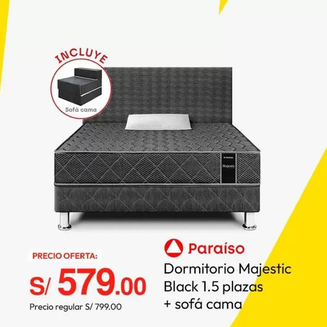 Paraiso - Dormitorio Majestic Black 1.5 plazas
