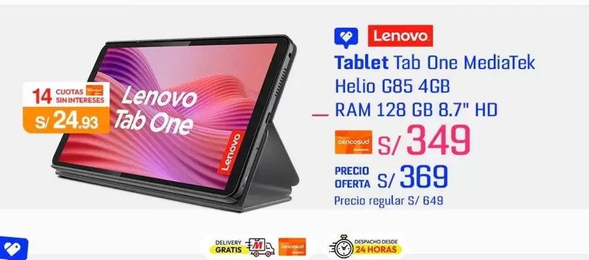 Lenovo - Tablet Tab One MediaTek Helio G85 4GB RAM 128 GB 8.7" HD