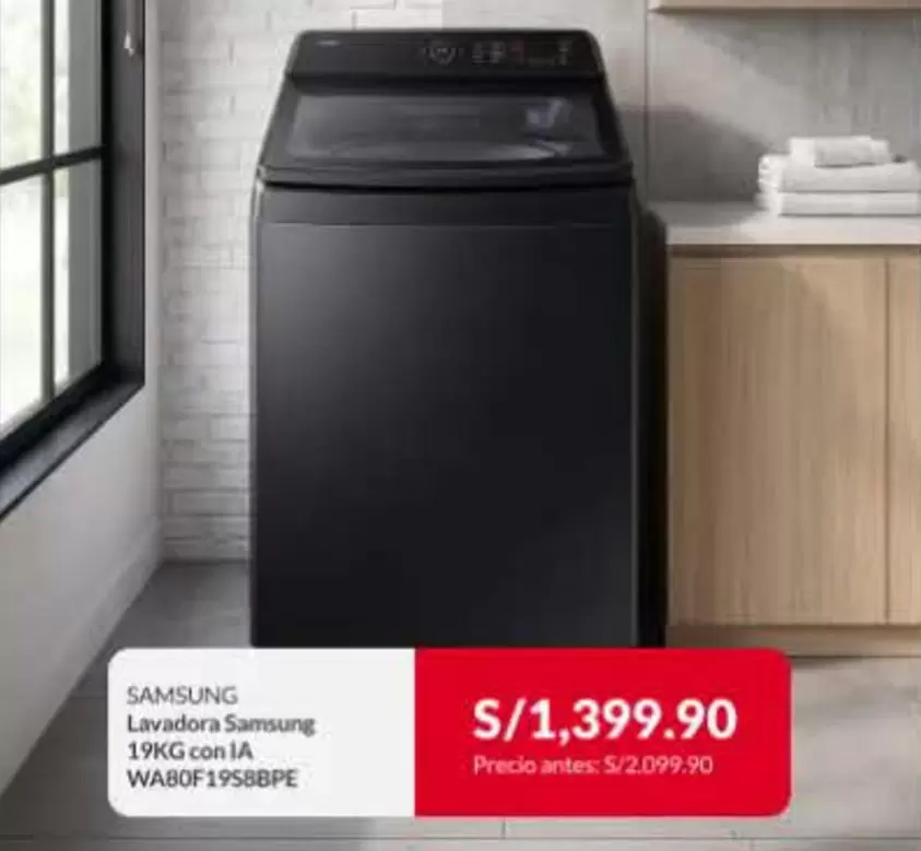 Samsung - Lavadora 19KG con IA WA80F19588PE