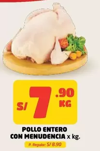 POLLO ENTERO CON MENUDENCIA