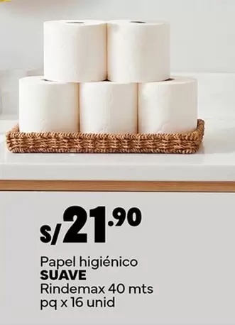 Suave - Papel higi3enico Rindemax 40 mts pq x 16 unid