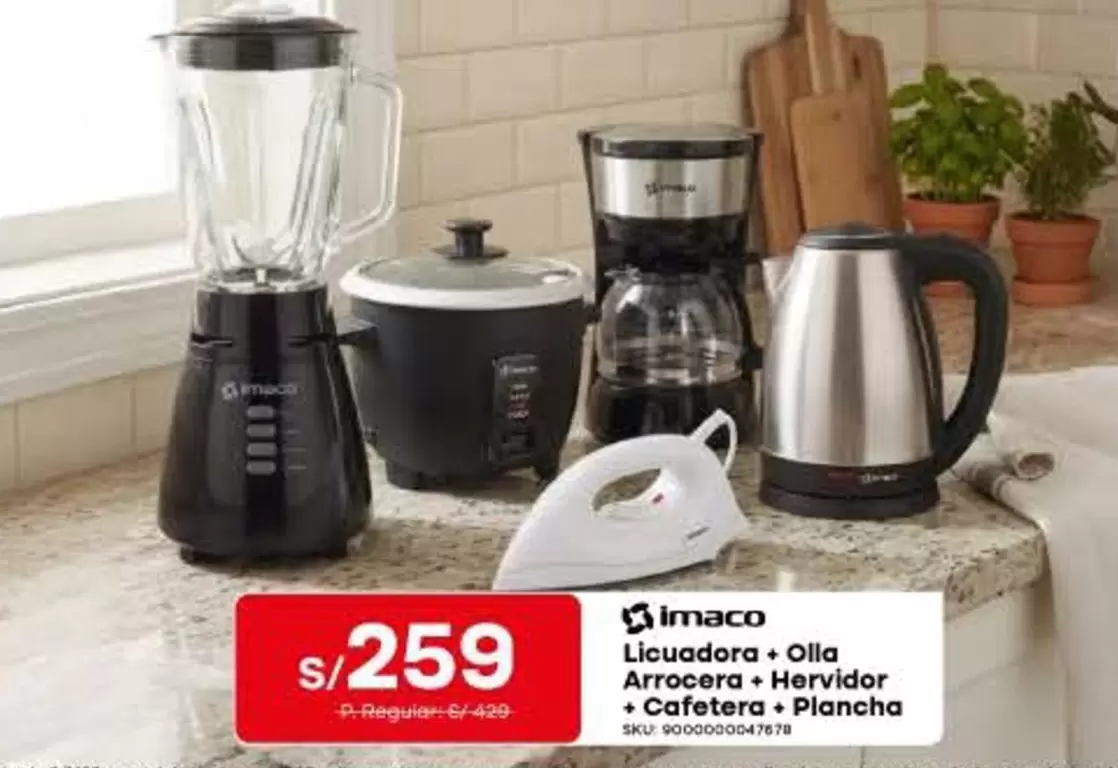 Imaco - Licuadora, Olla Arrocera, Hervidor, Cafetera, Plancha