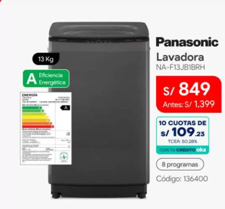 Panasonic - Lavadora NA-F13JB1BRH