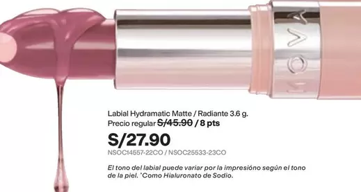 Avon - Labial Hydramatic Matte / Radiante 3.6 g. NSOCH4857-22CO / NSO C25633-23CO