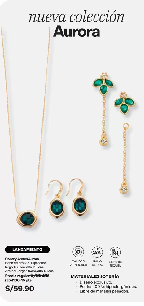 Oro - Collar y Aretes Aurora
