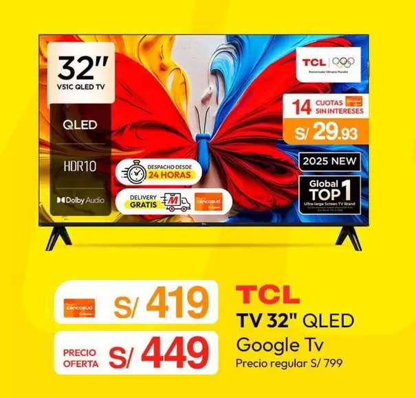 Global - TV 32" QLED Google Tv